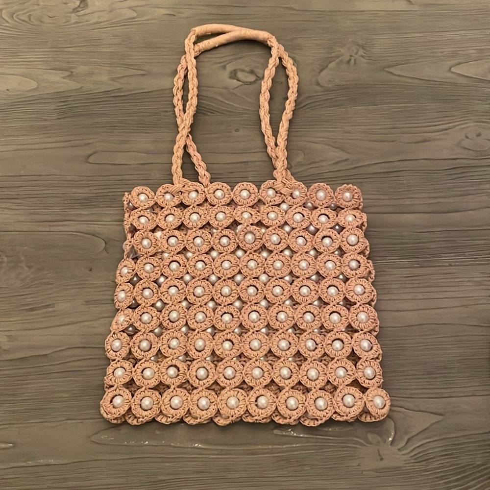 Anthropologie Pearl Raffia Tote - Picture 5 of 8